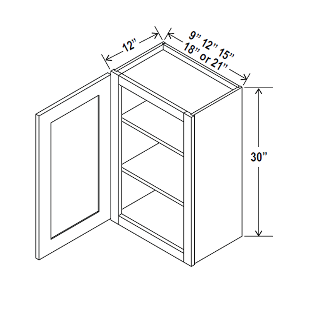 Wall Kitchen Cabinet - 21W x 30H x 12D - Aria Shaker Espresso - RTA