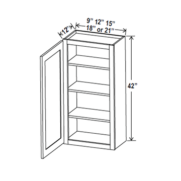 Wall Kitchen Cabinet - 21W x 42H x 12D -Charleston White - RTA