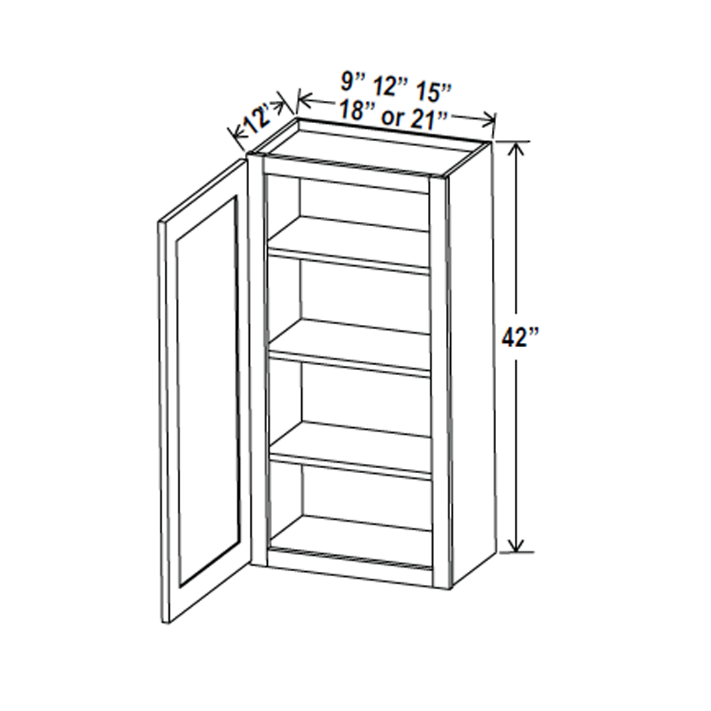 Wall Kitchen Cabinet - 21W x 42H x 12D -Charleston White