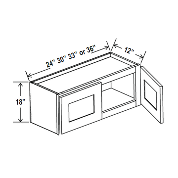 Wall Kitchen Cabinet - 24W x 18H x 12D - Blue Shaker Cabinet