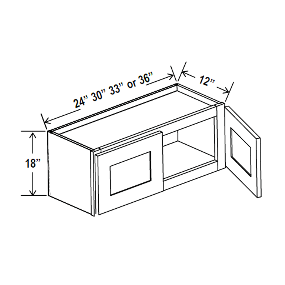 Wall Kitchen Cabinet - 24W x 18H x 12D - Charleston Saddle