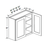 Wall Kitchen Cabinet - 24W x 36H x 12D -Charleston White
