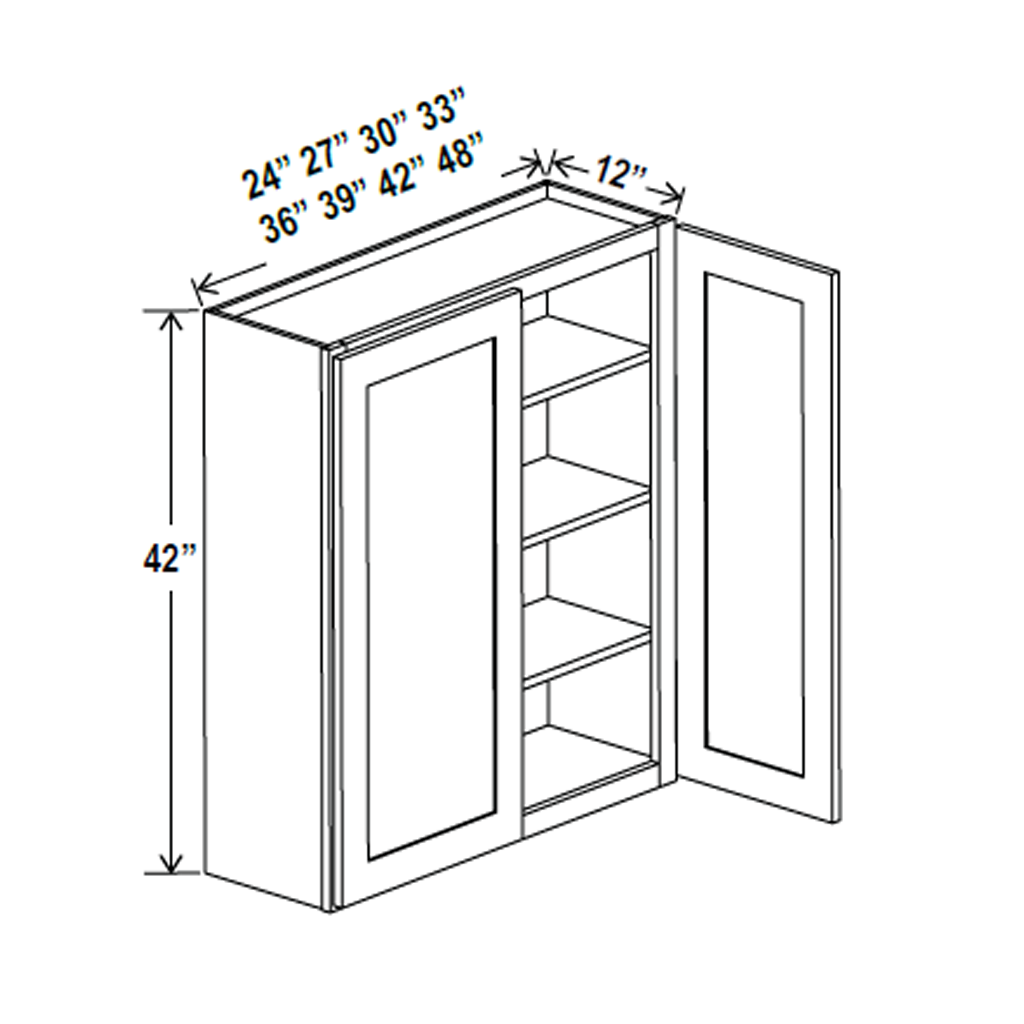 Wall Kitchen Cabinet - 24W x 42H x 12D - Charleston Saddle - RTA