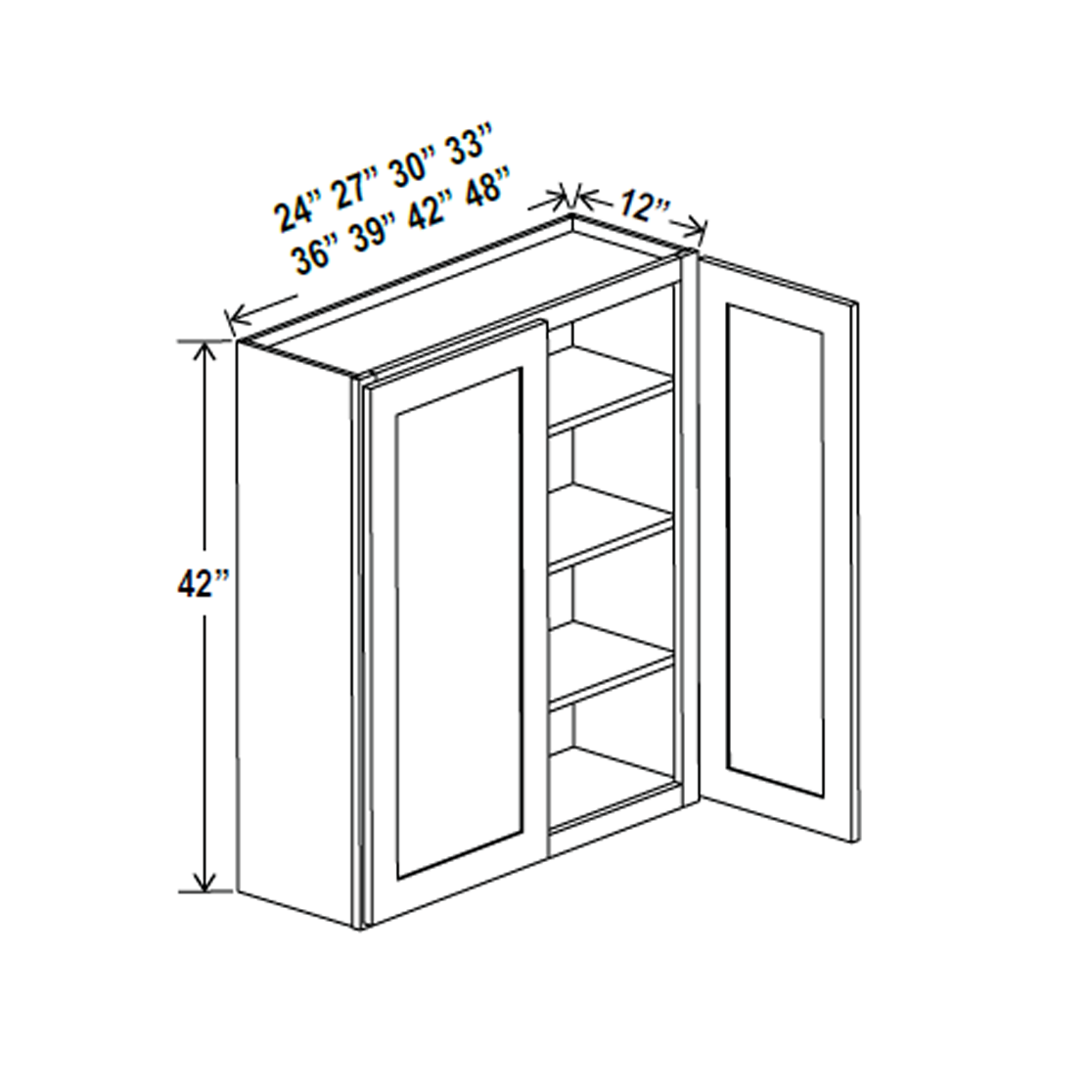 Wall Kitchen Cabinet - 27W x 42H x 12D - Charleston Saddle - RTA