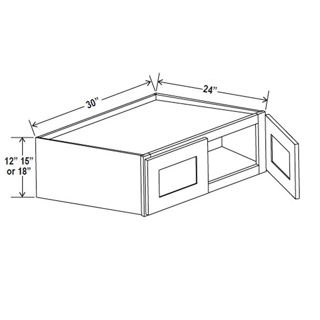Refrigerator Cabinet - 30W x 12H x 24D - Aria White Shaker - RTA