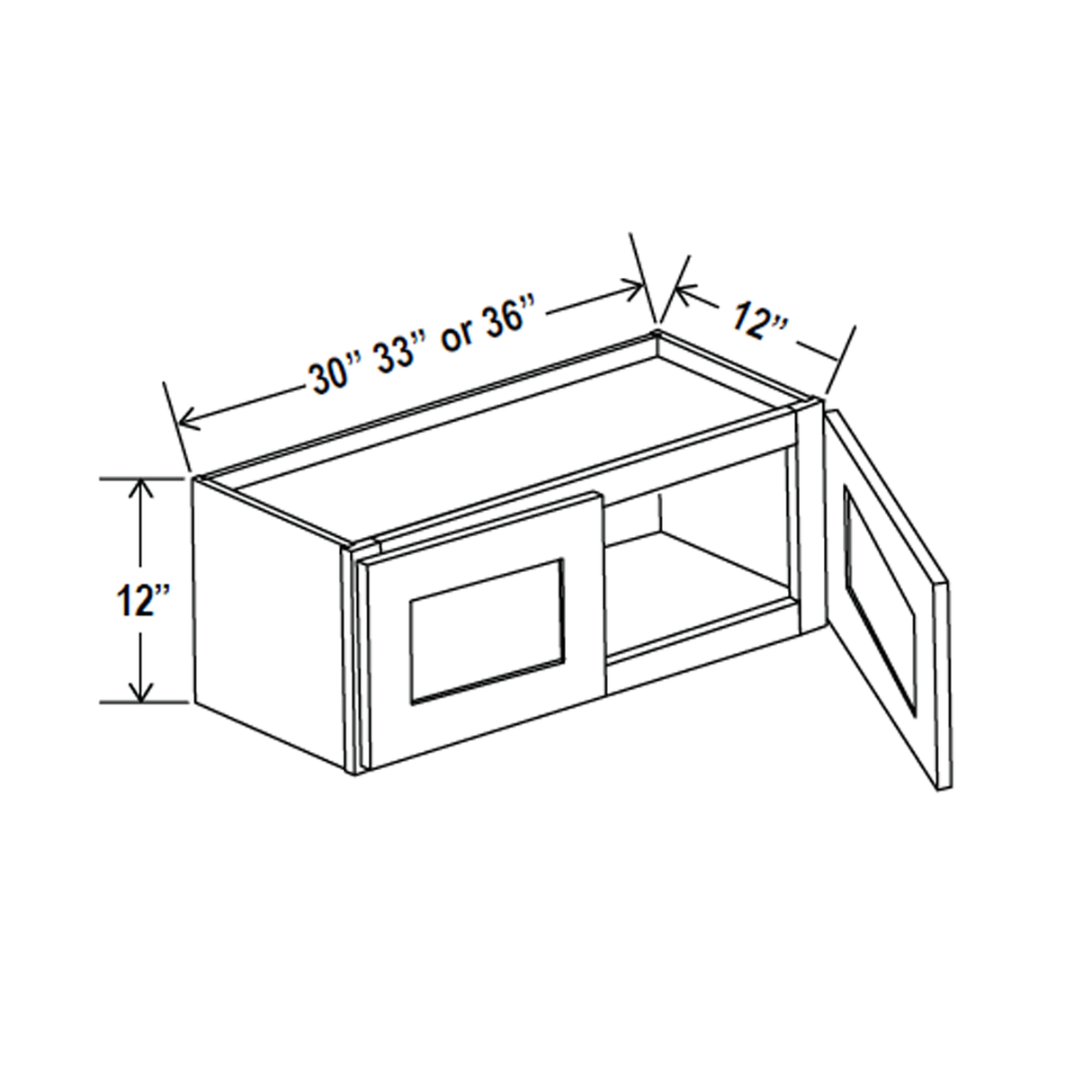 Wall Kitchen Cabinet - 30W x 12H x 12D - Grey Shaker Cabinet