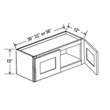Wall Kitchen Cabinet - 30W x 15H x 12D - Grey Shaker Cabinet