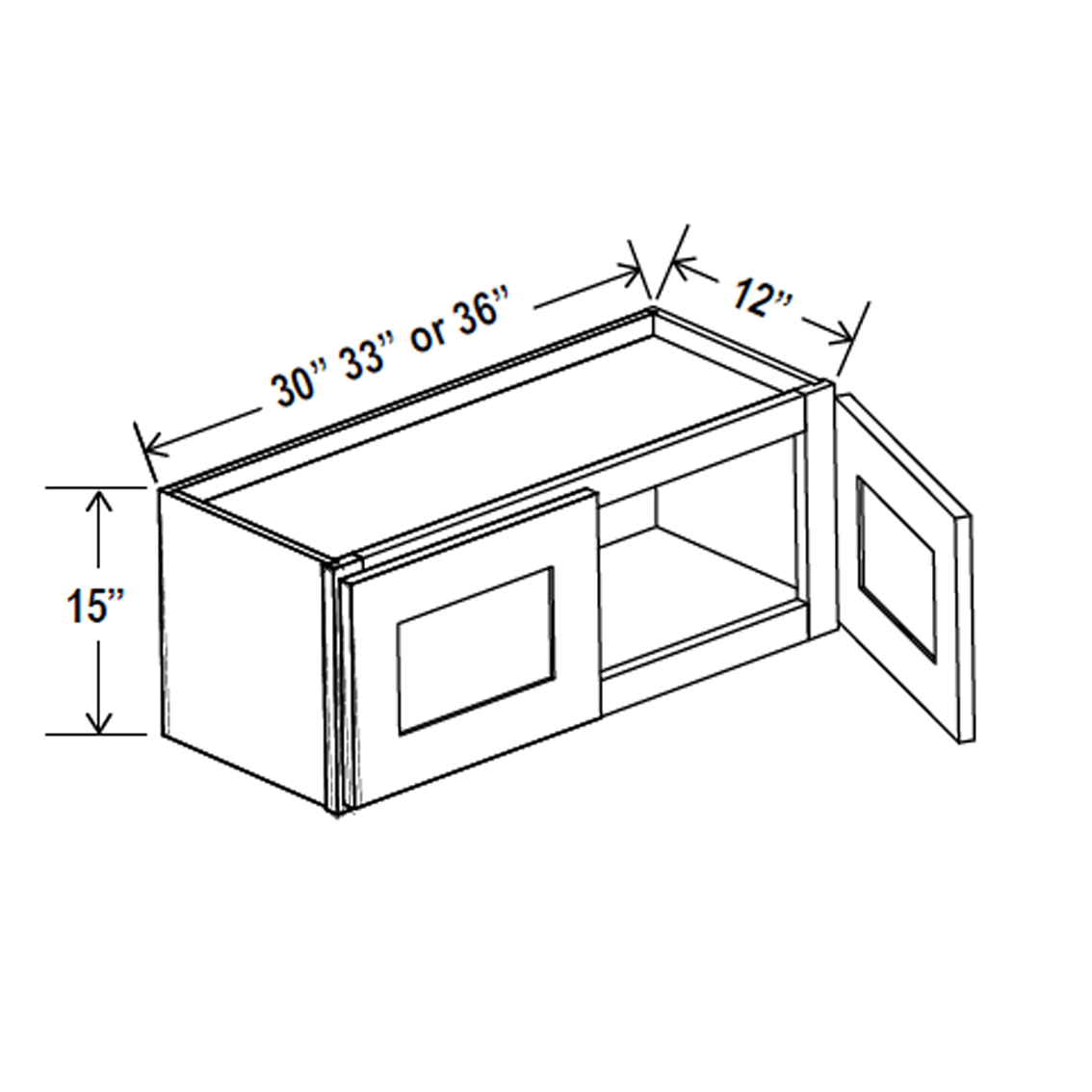 Wall Kitchen Cabinet - 30W x 15H x 12D - Grey Shaker Cabinet - RTA