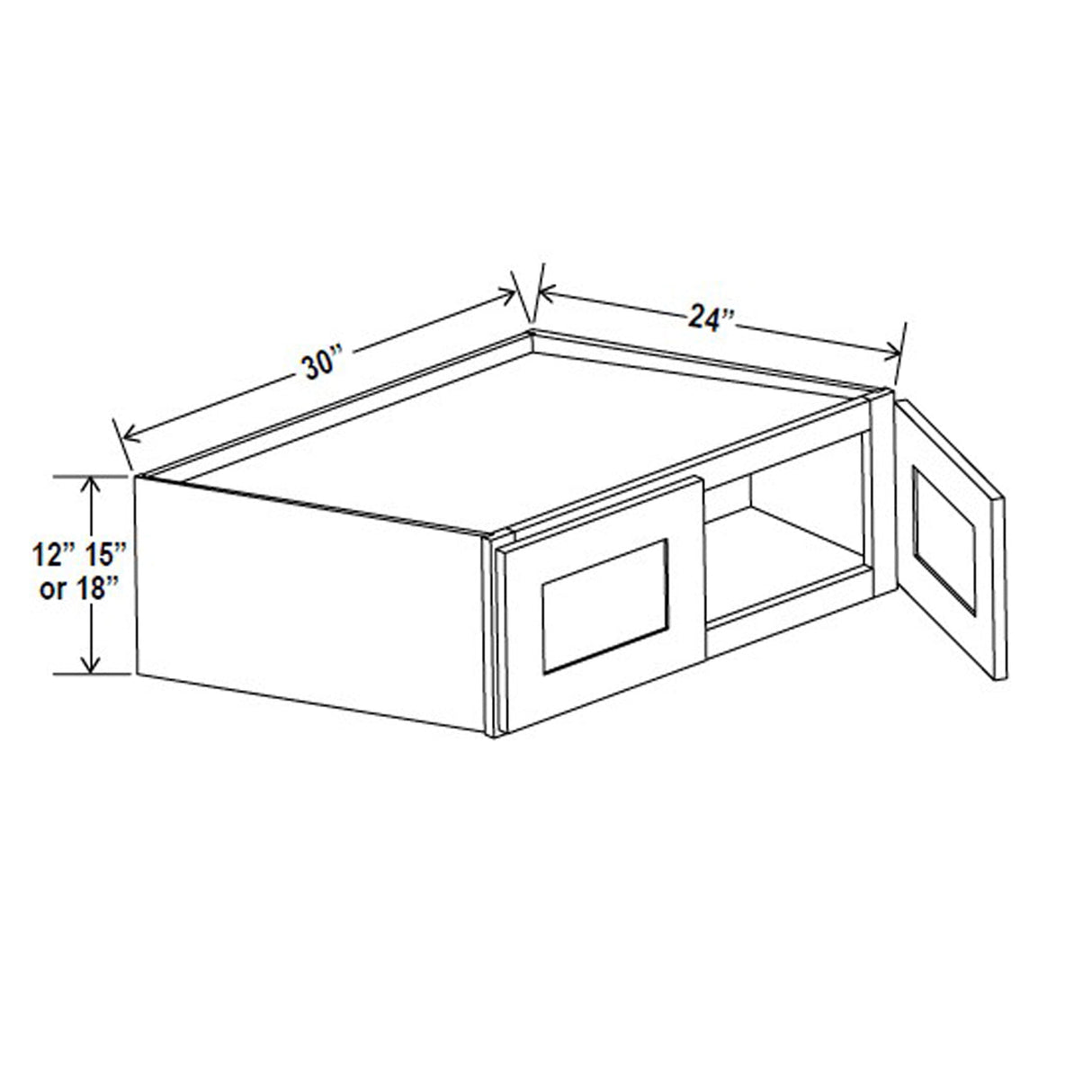 Refrigerator Cabinet - 30W x 18H x 24D - Grey Shaker Cabinet - RTA