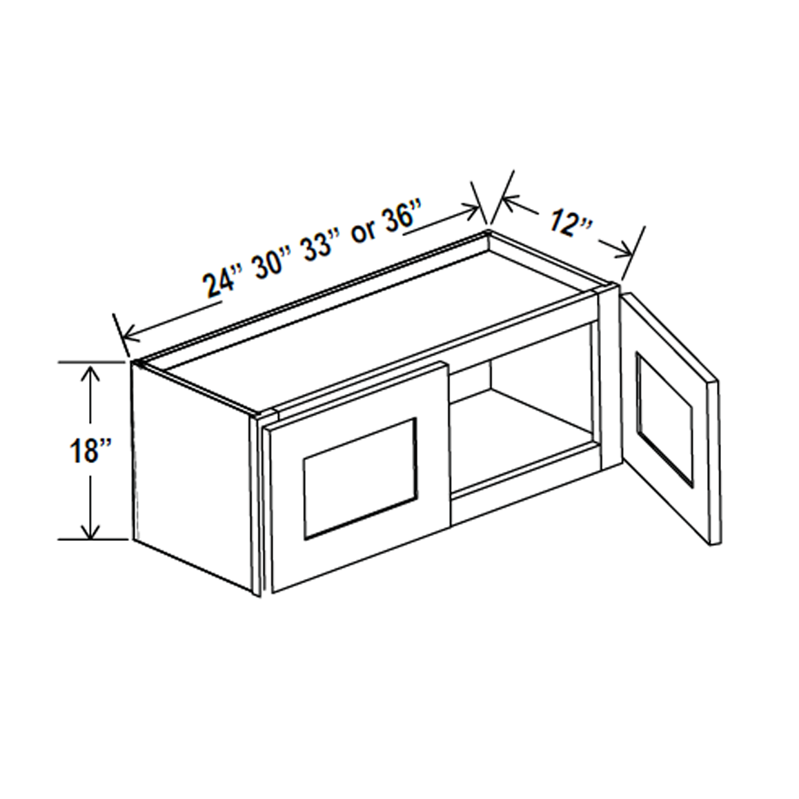 Wall Kitchen Cabinet - 30W x 18H x 12D - Blue Shaker Cabinet
