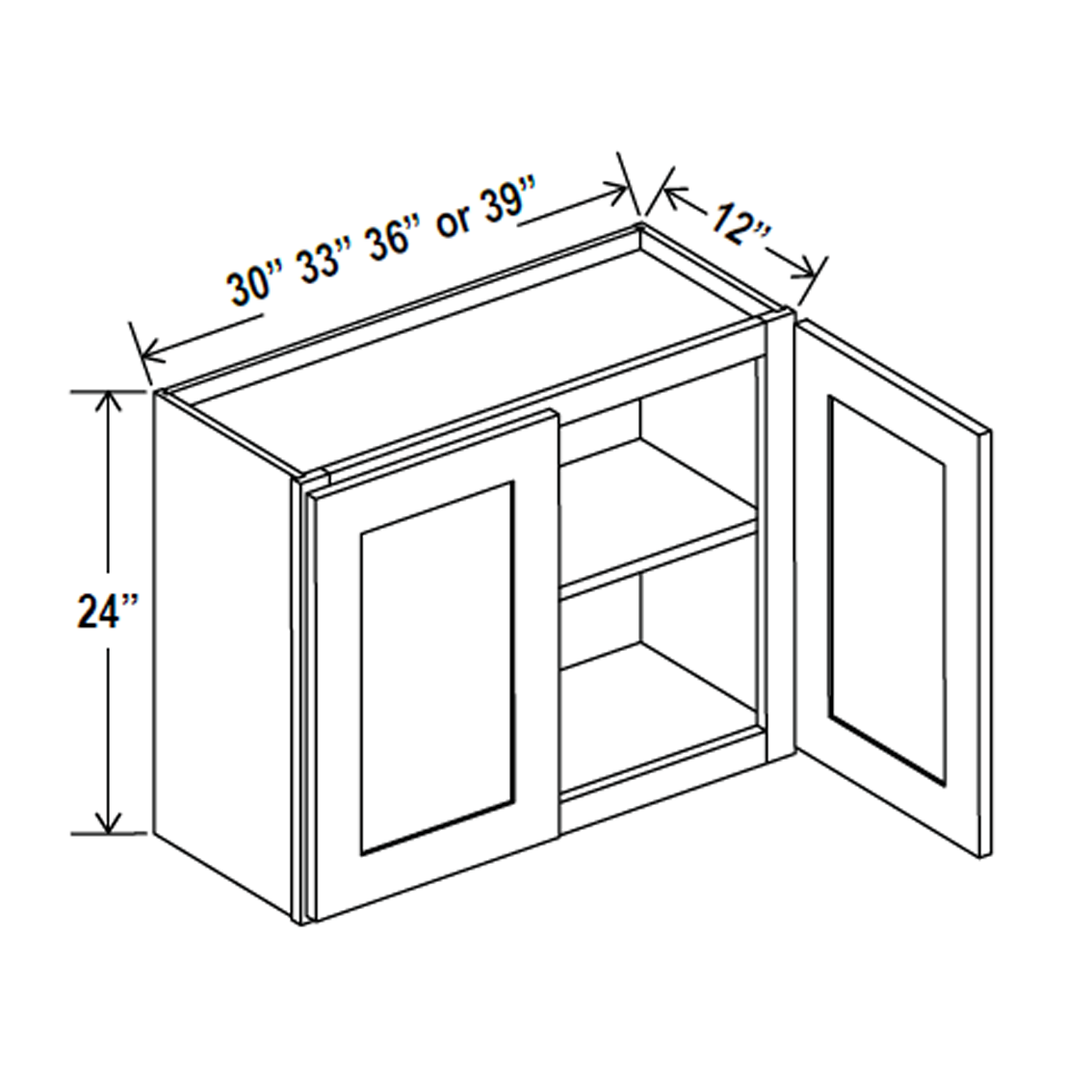 Wall Kitchen Cabinet - 30W x 24H x 12D - Blue Shaker Cabinet - RTA