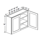 Wall Kitchen Cabinet - 30W x 30H x 12D - Charleston Saddle