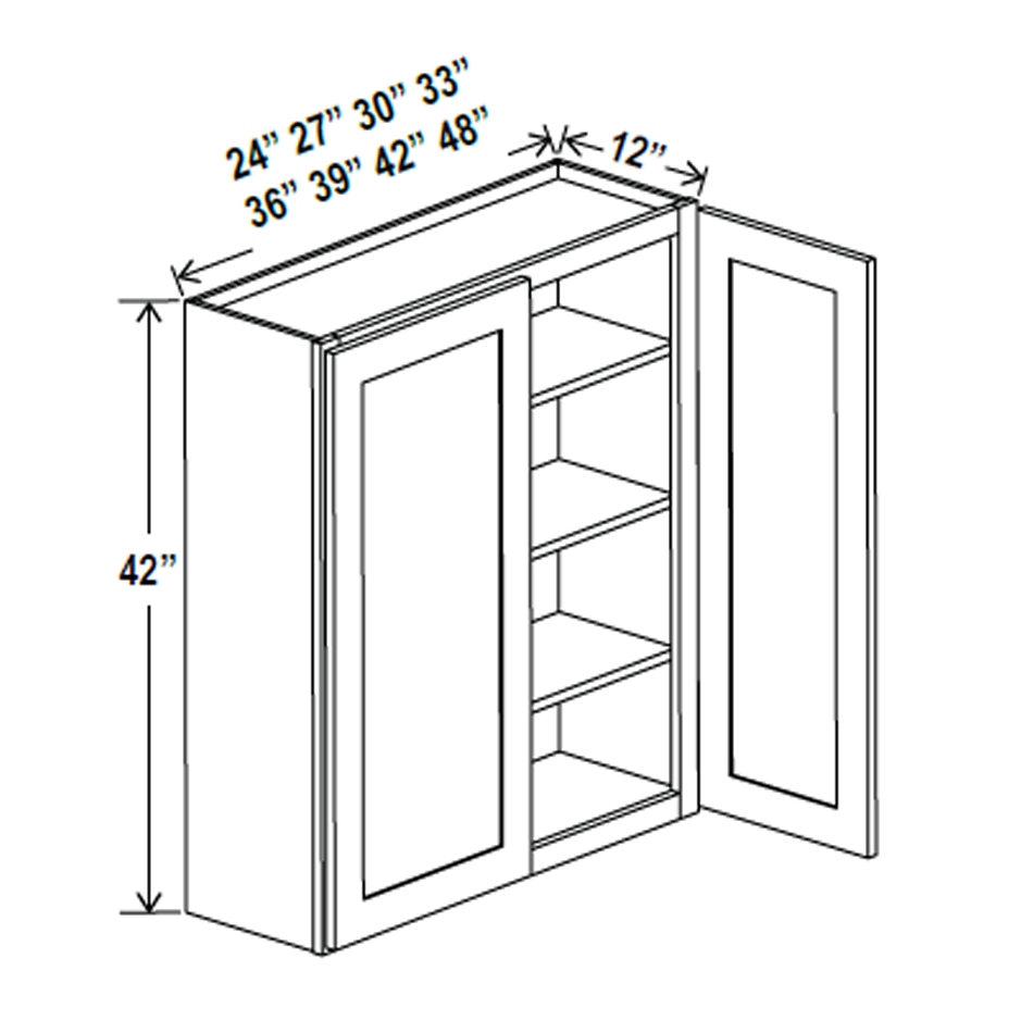 Wall Kitchen Cabinet - 30W x 42H x 12D - Grey Shaker Cabinet - RTA