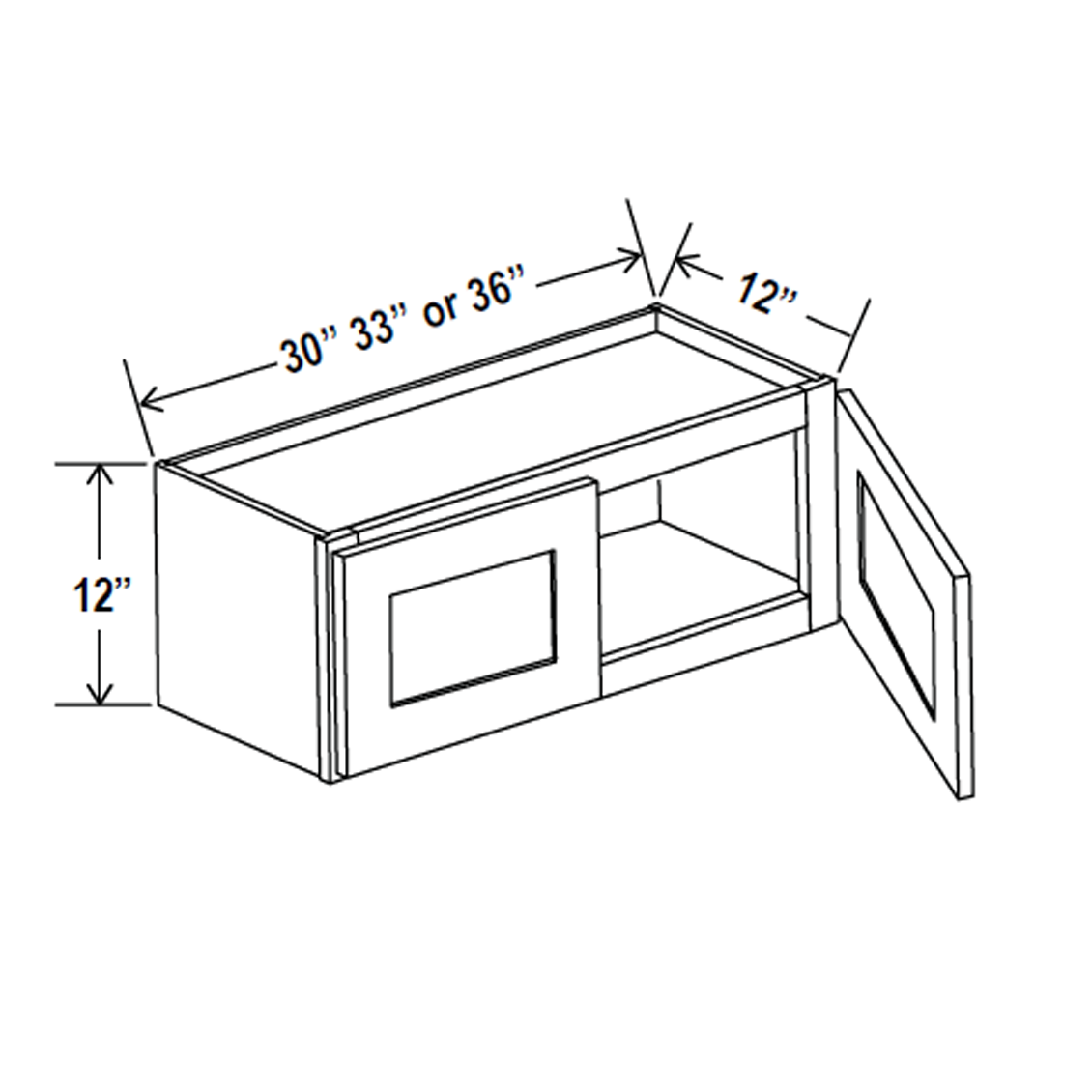 Wall Kitchen Cabinet - 33W x 12H x 12D - Charleston Saddle - RTA