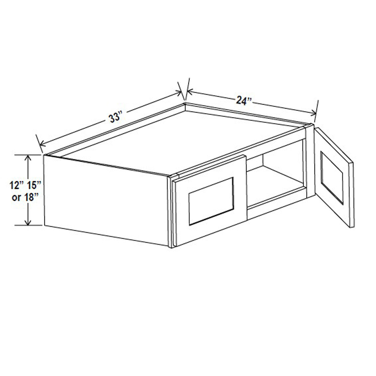 Refrigerator Cabinet - 33W x 15H x 24D - Grey Shaker Cabinet - RTA