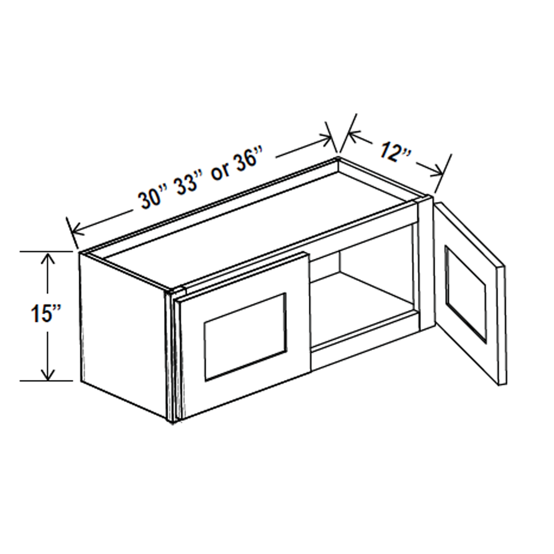 Wall Kitchen Cabinet - 33W x 15H x 12D - Charleston Saddle - RTA