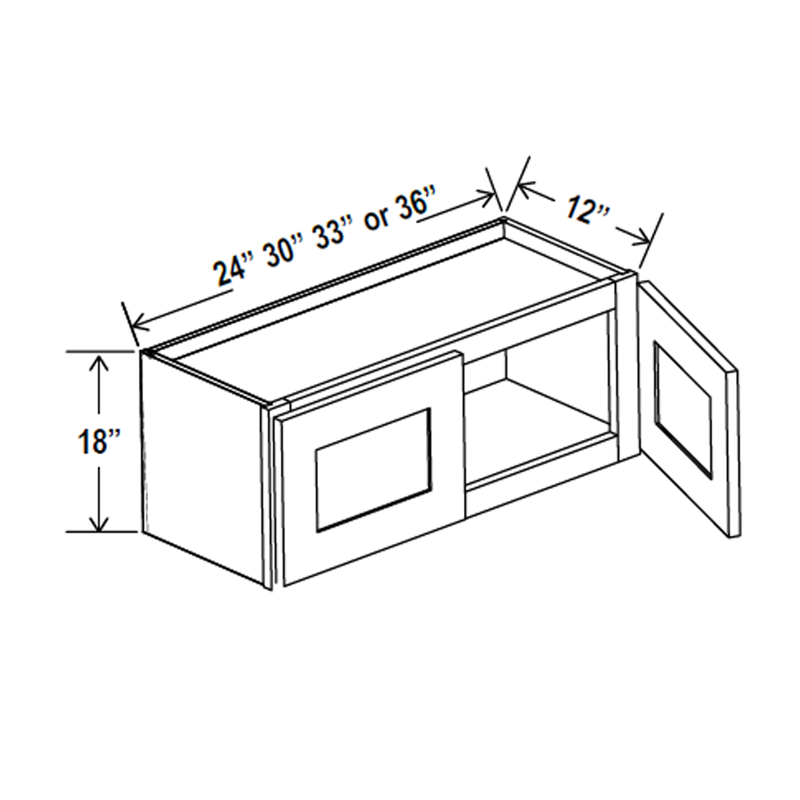 Wall Kitchen Cabinet - 33W x 18H x 12D - Aria Shaker Espresso - RTA