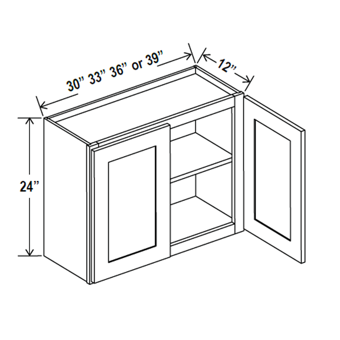 Wall Kitchen Cabinet - 33W x 24H x 12D - Grey Shaker Cabinet