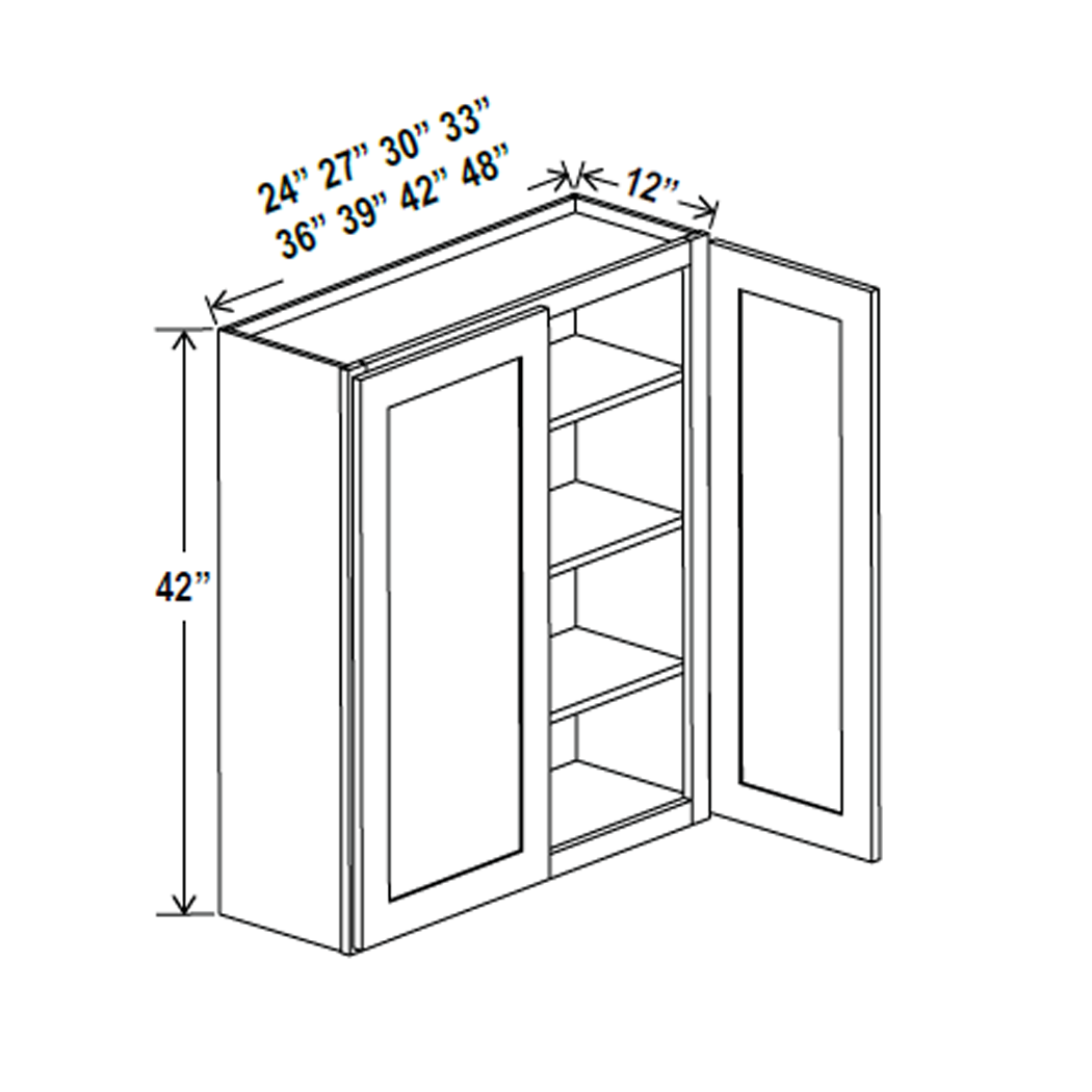 Wall Kitchen Cabinet - 33W x 42H x 12D -Charleston White