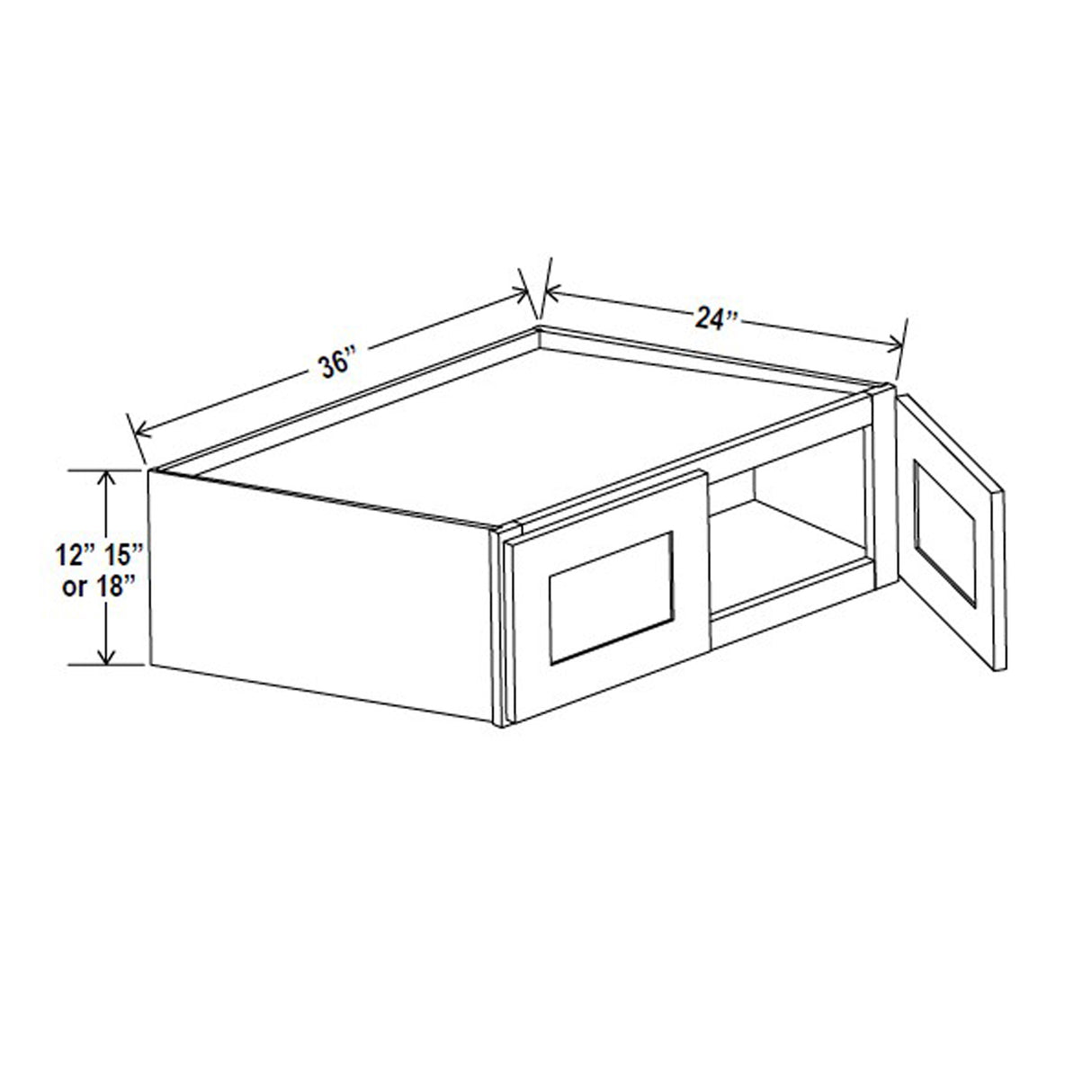 Wall Kitchen Cabinet - 36W x 12H x 24D - Blue Shaker Cabinet - RTA