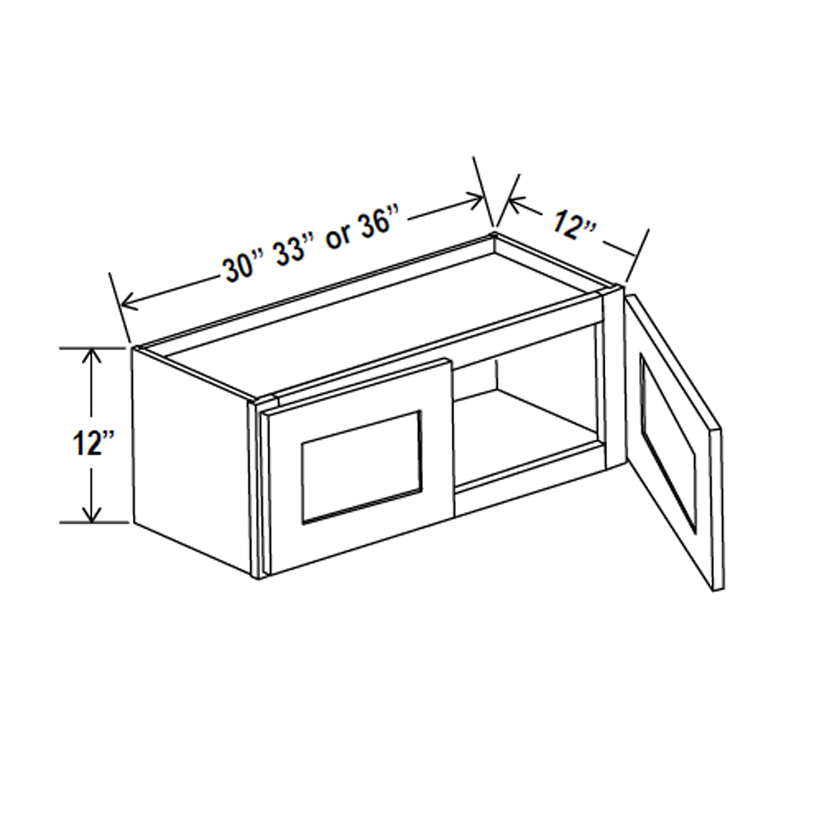 Wall Kitchen Cabinet - 36W x 12H x 12D - Charleston Saddle - RTA