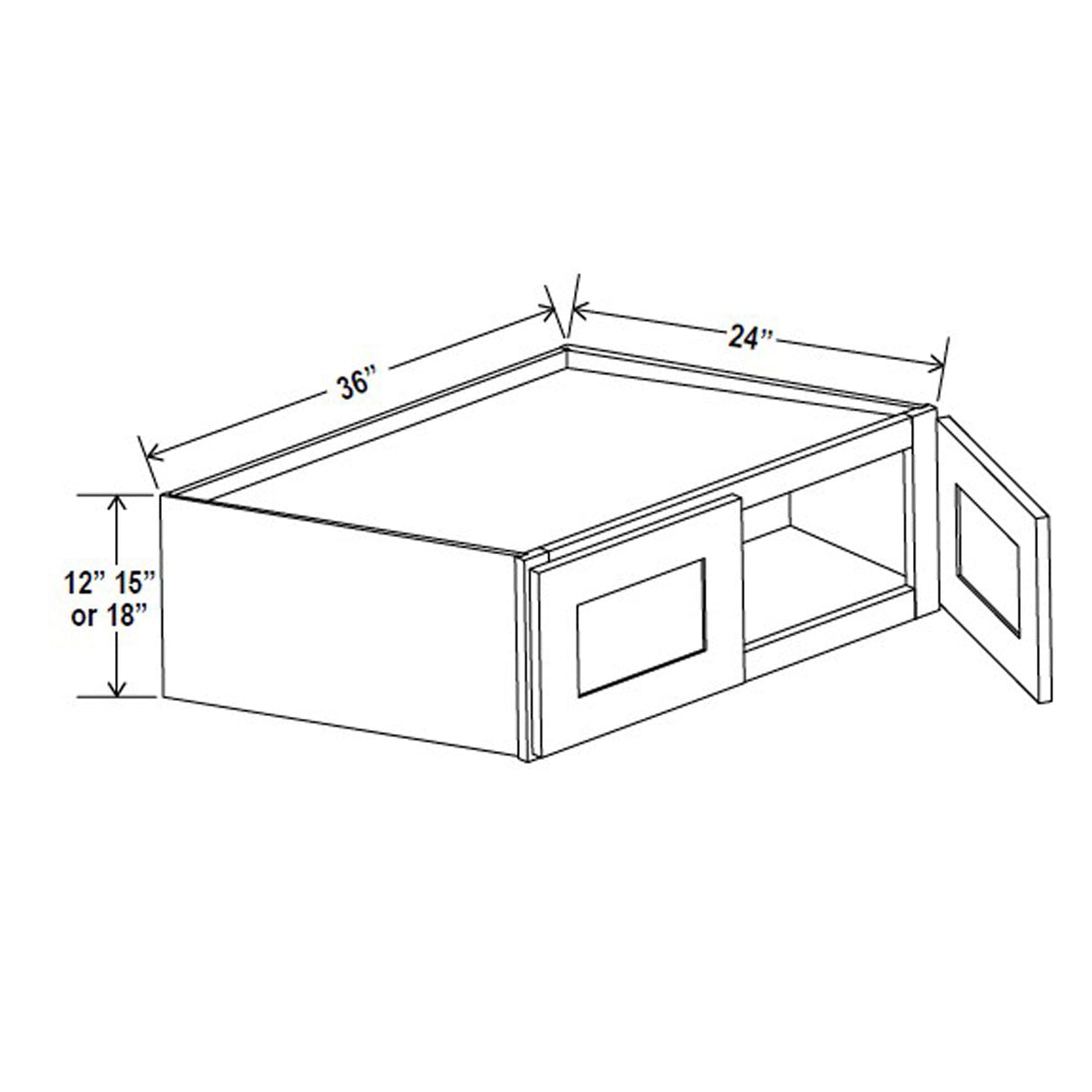 Refrigerator Cabinet - 36W x 15H x 24D - Blue Shaker Cabinet