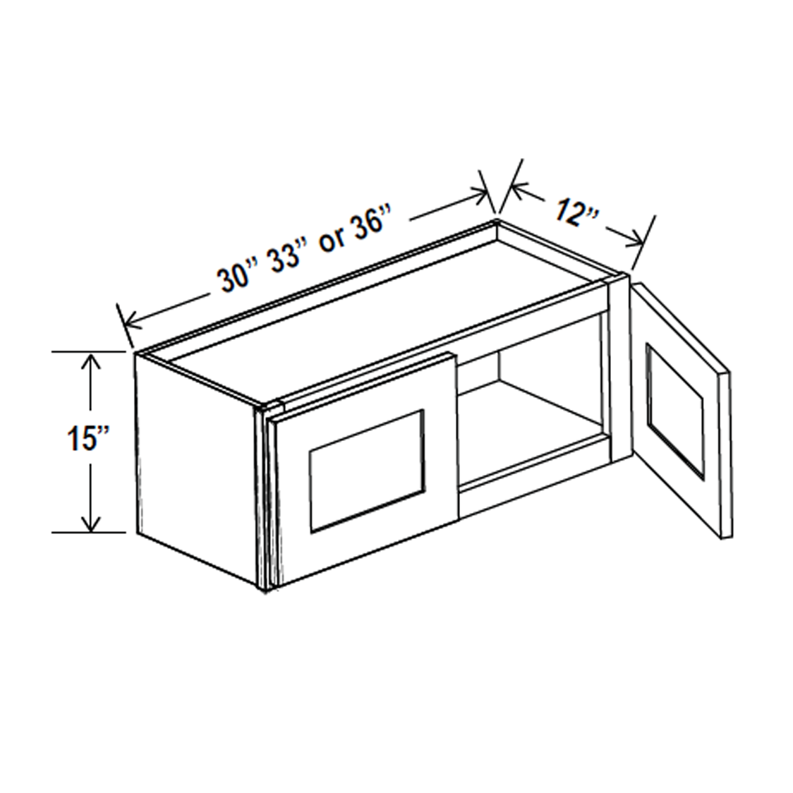 Wall Kitchen Cabinet - 36W x 15H x 12D - Grey Shaker Cabinet