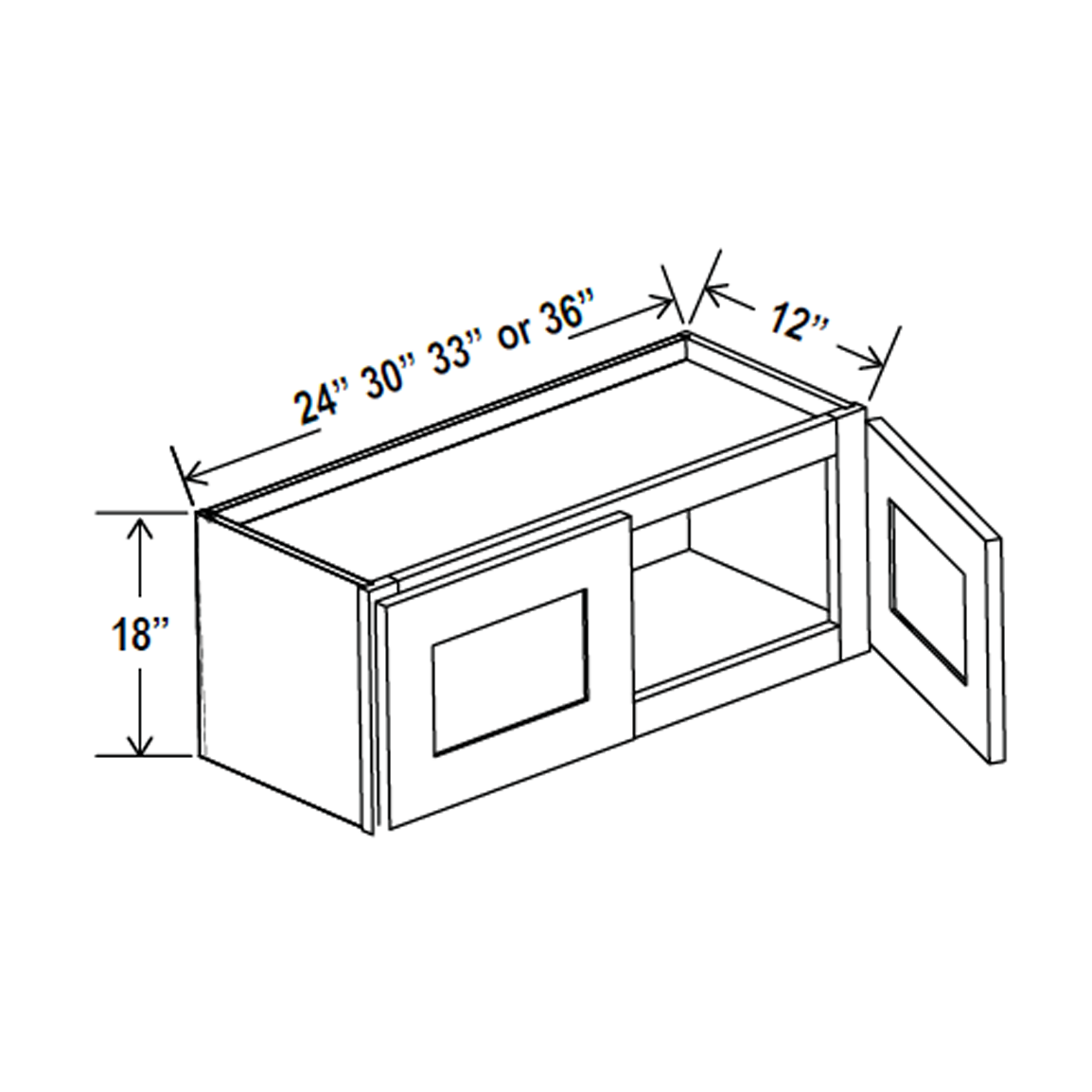 Wall Kitchen Cabinet - 36W x 18H x 12D - Aria Shaker Espresso - RTA