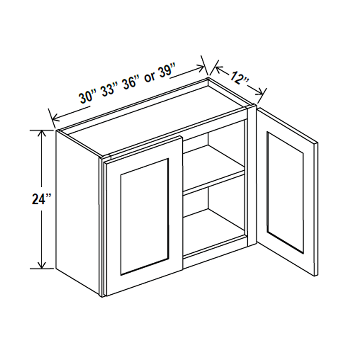 Wall Kitchen Cabinet - 36W x 24H x 12D - Charleston Saddle - RTA