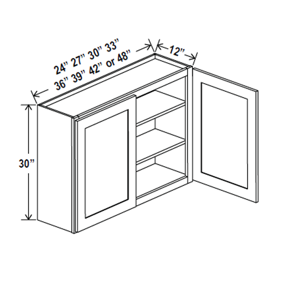 Wall Kitchen Cabinet - 36W x 30H x 12D - Charleston Saddle