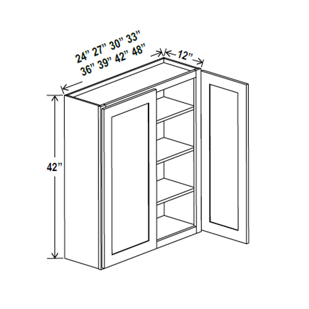 Wall Kitchen Cabinet - 36W x 42H x 12D - Aria Shaker Espresso