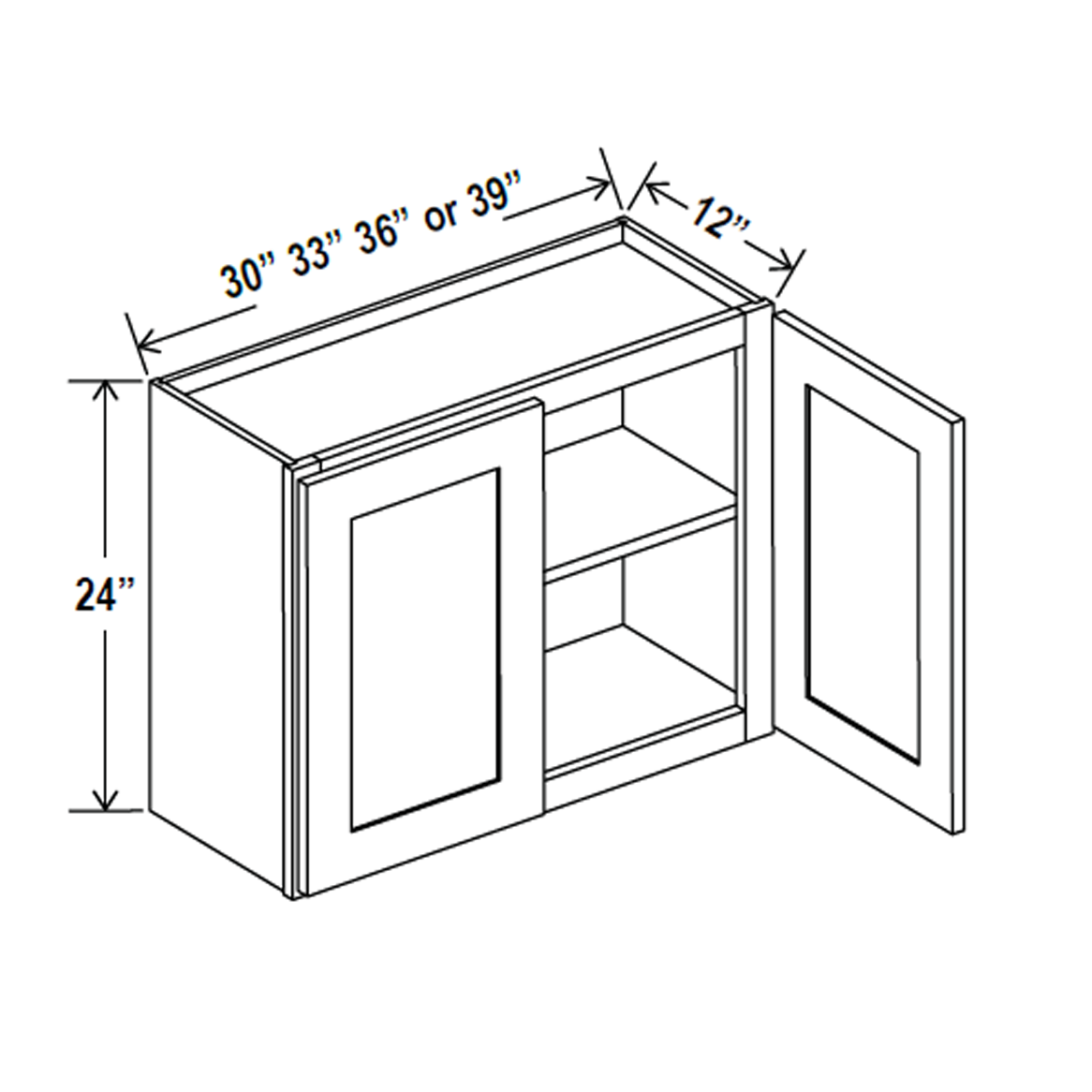 Wall Kitchen Cabinet - 39W x 24H x 12D - Aspen White - RTA