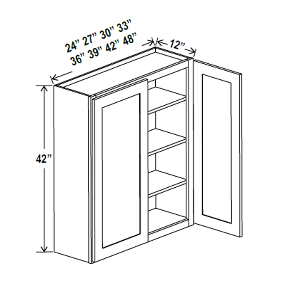 Wall Kitchen Cabinet - 39W x 42H x 12D - Aria White Shaker