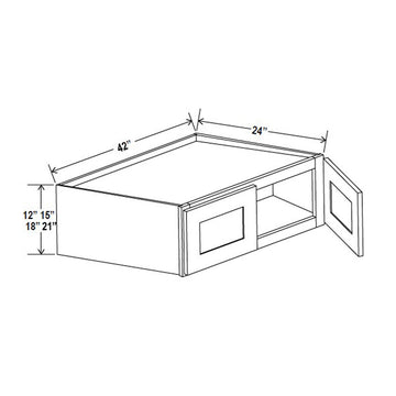 Kitchen Wall Cabinet - 42W x 12H x 24D - Grey Shaker Cabinet