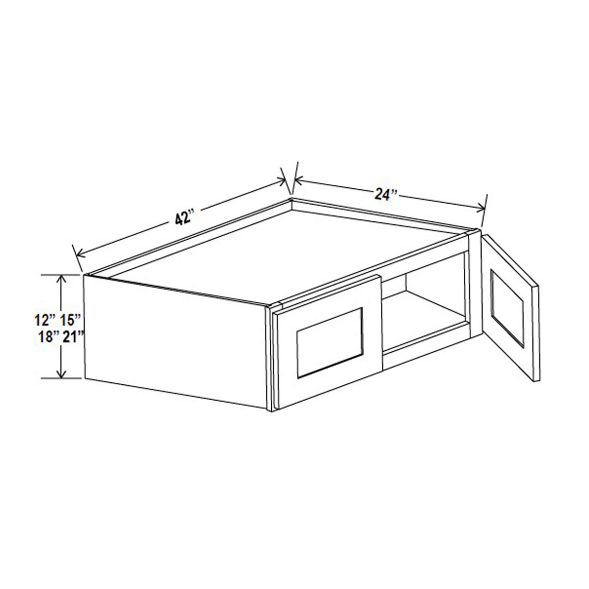 Kitchen Wall Cabinet - 42W x 12H x 24D - Aria White Shaker - RTA