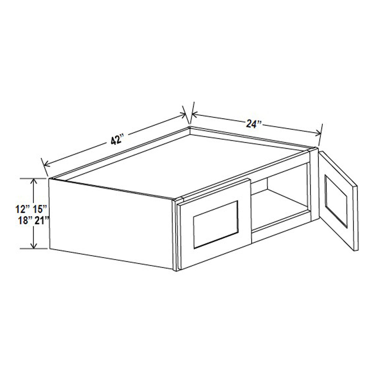 Kitchen Wall Cabinet - 42W x 15H x 24D - Charleston Saddle - RTA