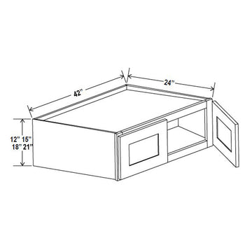 Kitchen Wall Cabinet - 42W x 15H x 24D - Grey Shaker Cabinet