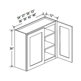 Kitchen Wall Cabinet - 42W x 36H x 24D - Grey Shaker Cabinet - RTA