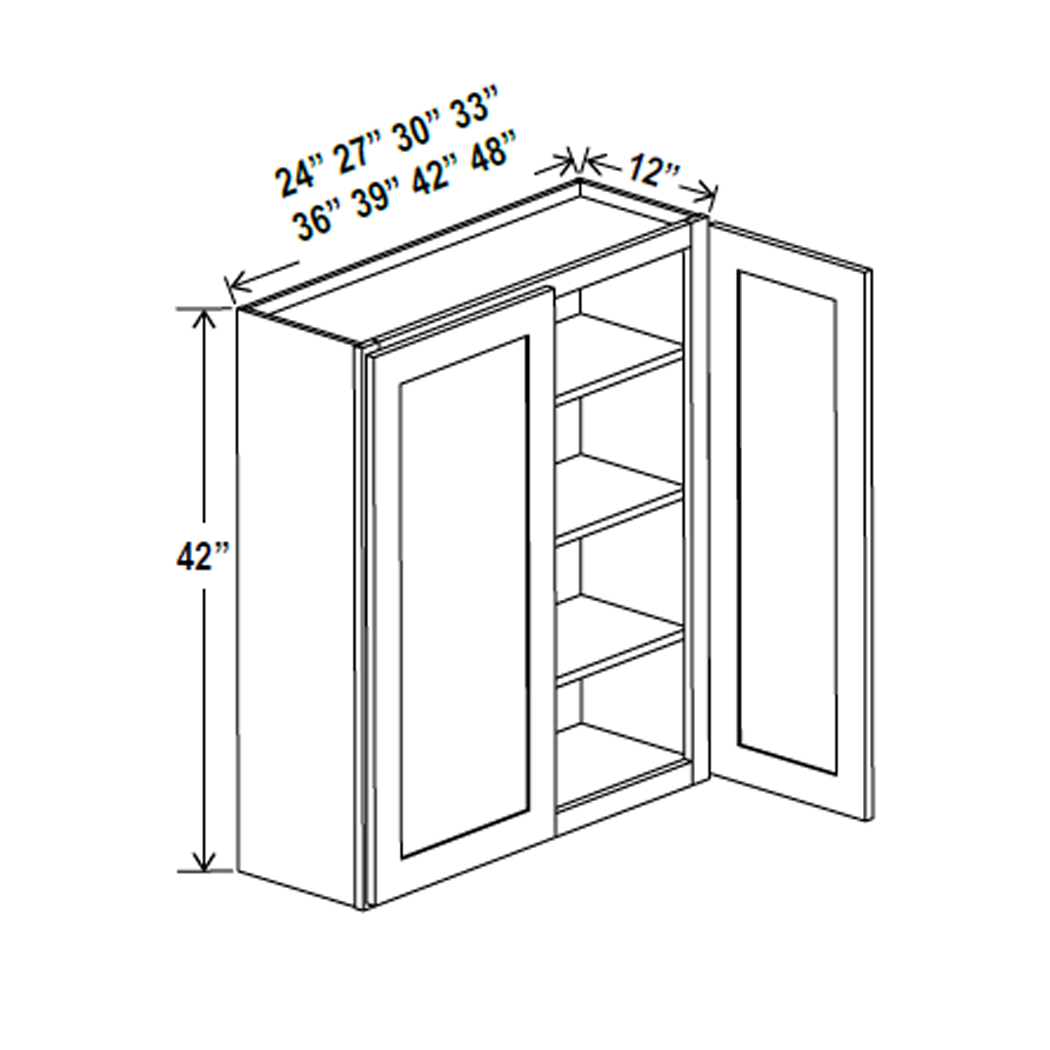 Kitchen Wall Cabinet - 48W x 42H x 12D - Aspen White - RTA