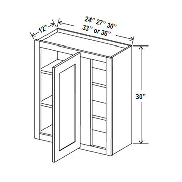 Blind Corner Cabinet - 24W x 30H x 12D - Aria Shaker Espresso - RTA