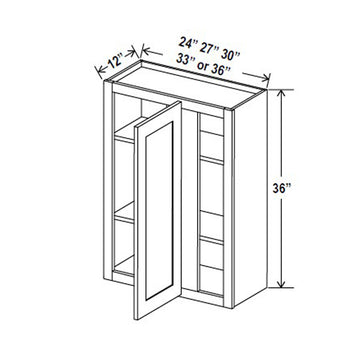 Blind Corner Cabinet - 24W x 36H x 12D - Grey Shaker Cabinet - RTA