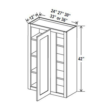 Blind Corner Cabinet - 24W x 42H x 12D - Aria Shaker Espresso - RTA