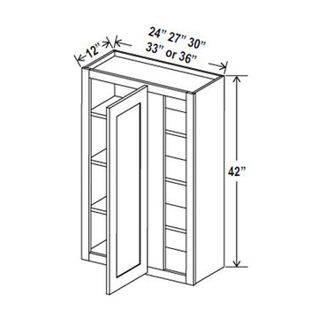 Blind Corner Cabinet - 24W x 42H x 12D - Aspen Charcoal Grey