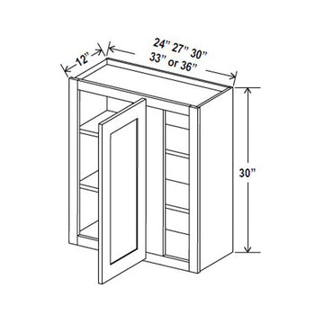 Blind Corner Cabinet - 27W x 30H x 12D - Aspen Charcoal Grey - RTA