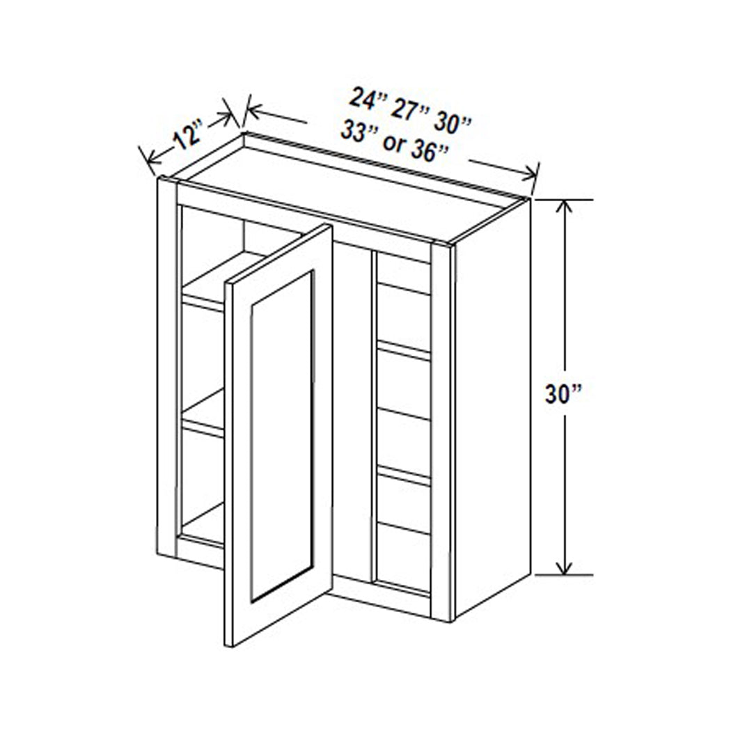 Blind Corner Cabinet - 27W x 30H x 12D - Grey Shaker Cabinet - RTA