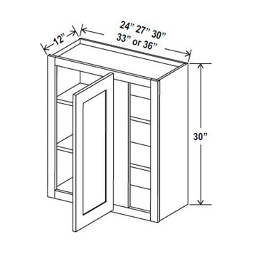 Blind Corner Cabinet - 30W x 30H x 12D - Aria Shaker Espresso - RTA