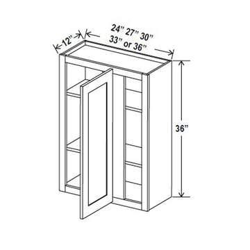 Blind Corner Cabinet - 30W x 36H x 12D - Aria Shaker Espresso - RTA