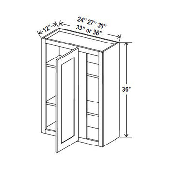 Blind Corner Cabinet - 30W x 36H x 12D - Aria Shaker Espresso