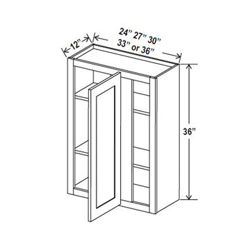 Blind Corner Cabinet - 33W x 36H x 12D - Aspen Charcoal Grey