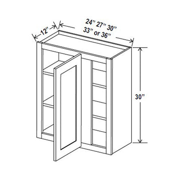 Blind Corner Cabinet - 36W x 30H x 12D - Grey Shaker Cabinet - RTA